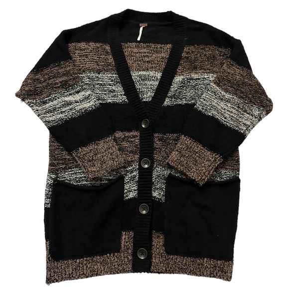 Free People Cardigan Sweater Southport Beach Oversized in Helsinki Combo Size XS - Picture 4 of 8